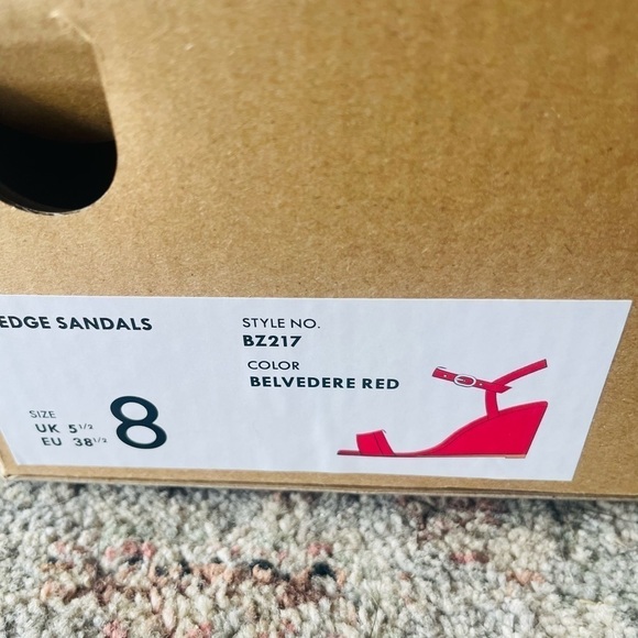 J. Crew Belvedere Red Wedge Sandals with Ankle Strap - Picture 9 of 9